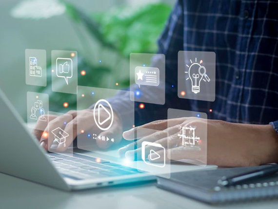 business people use internet technology to study on tablets digital marketing ideas Create content on social media Use the Internet to connect to the media. business video chat